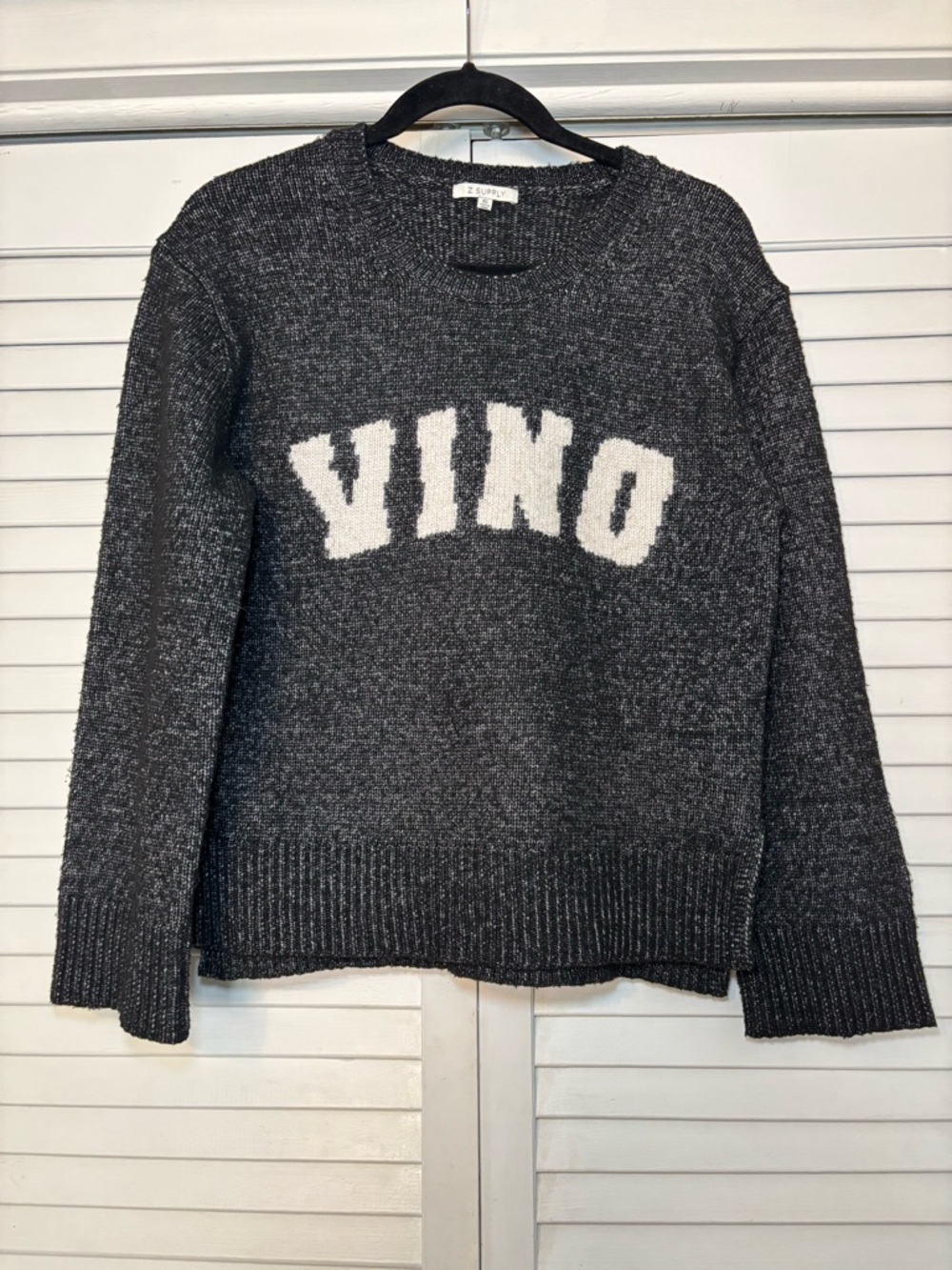 Z Supply Women’s XS Serene Vino Long Sleeve Sweater Heather Black Crewneck Cozy - Picture 2 of 9